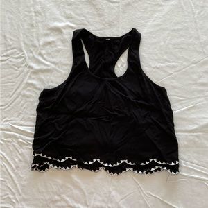 Bethany Moto for Aéropostale Black with White Trim Loose Cropped Tank (size S)